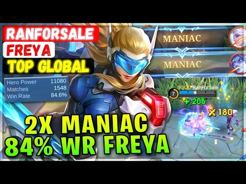 13 KILL!!p Freya Global 84% Winrate 2X MANIAC!! - Build Top 1 Global Freya - Mobile Legends