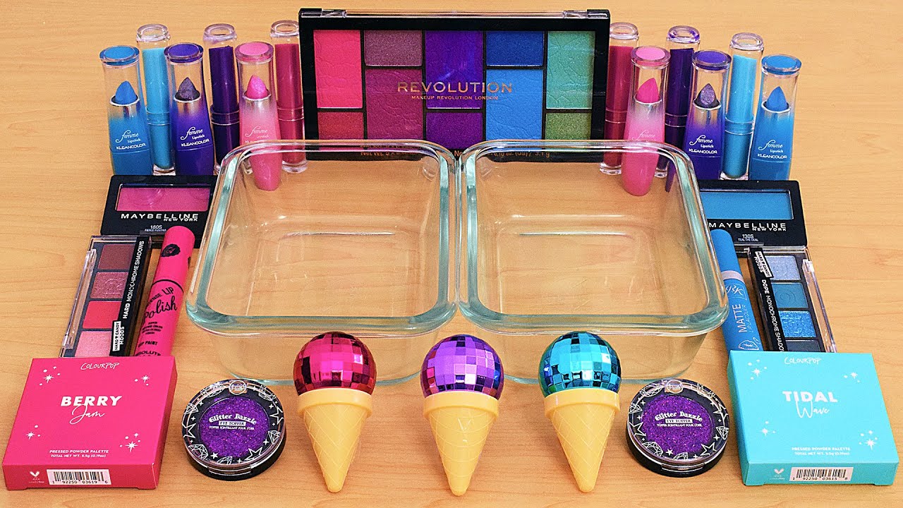 Pink vs Purple vs Teal - Mixing Makeup Eyeshadow Into Slime ASMR