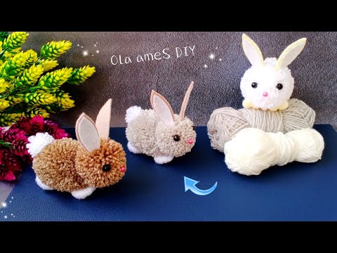 🐰 Super Easy Cute Bunny Making Idea ❤️ DIY Rabbit Symbol 2023 with Yarn 🐰Woolen Bunny Making at Home