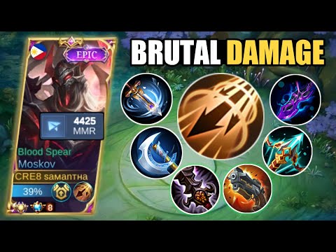 MOSKOV BRUTAL DAMAGE BUILD & EMBLEM SET 2023 AGAINST HIGH PHYSICAL DEFENSE! | MOBILE LEGENDS