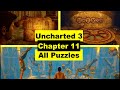 How to solve Uncharted 3 Chapter 11 All Puzzles - Pillars Puzzle, Gears Puzzle, Body Parts Puzzle