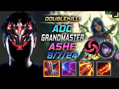 GrandMaster Ashe ADC vs Aphelios - 천상계 원딜 애쉬 템트리 룬 철갑궁 칼날비 アッシュ Эш 寒冰射手 艾希 - LOL KR 11.17