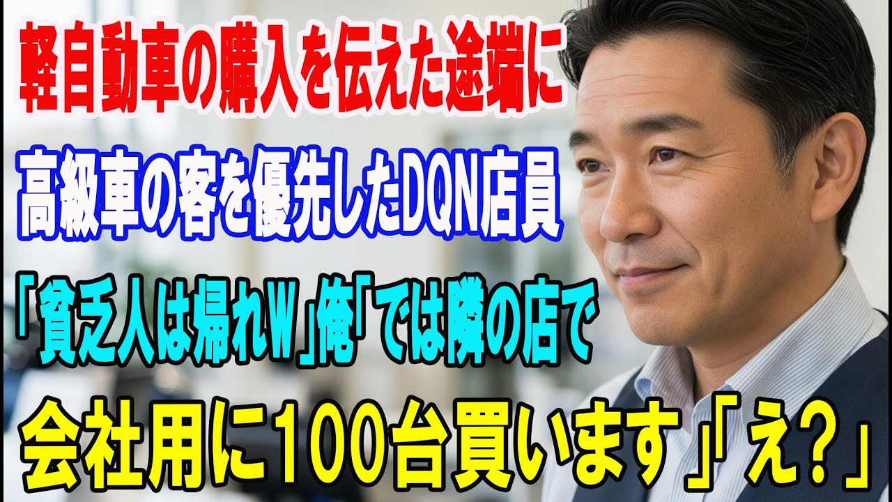 【朗読スカッと人気動画まとめ】軽自動車を買いに行った俺を後回しにする店員「高級車のお客様が優?