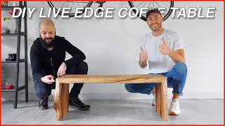 Live Edge Waterfall Coffee Table | Woodworking How-To | Modern Builds