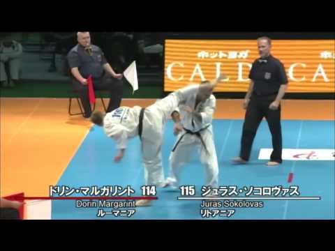 【新極真会】 The 11th World Karate Championship Men 2nd round44 Dorin Margarint vs Juras Sokolovas
