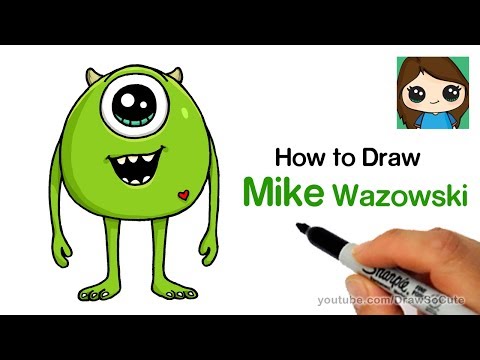 How to draw mike wazowski easy - monsters inc.