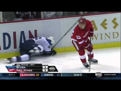 Jordan Tootoo hit on Roman Polak 1 Feb 2013 St. Louis Blues vs Detroit Red Wings NHL Hockey