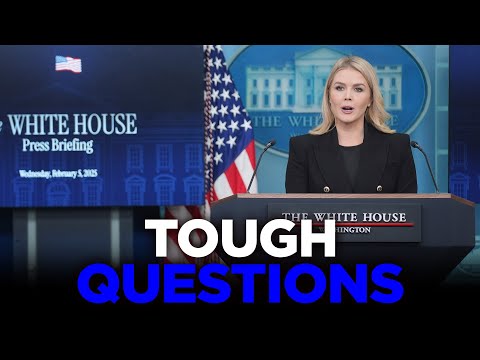 Tough Questions For Press Secretary Levitt After Trump Threatens Takeover of Gaza & Musk Criticism