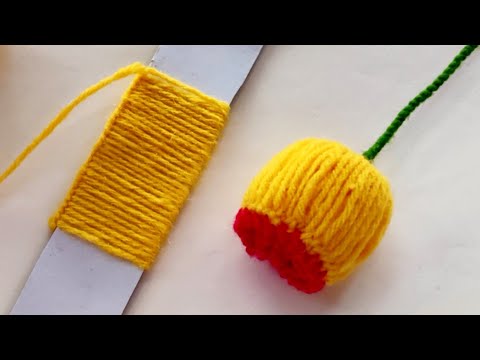 Awesome Flower craft ideas with Woolen Yarn | Easy Hand Embroidery Flower | Sewing hack