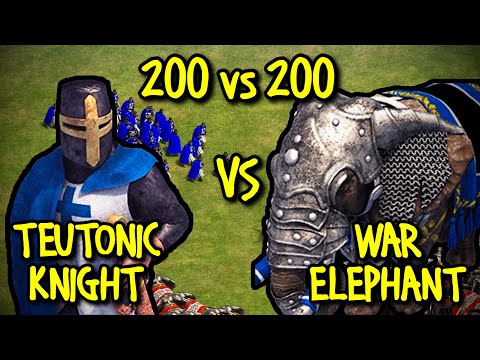 200 ELITE TEUTONIC KNIGHTS vs 200 ELITE WAR ELEPHANTS | AoE II: Definitive Edition