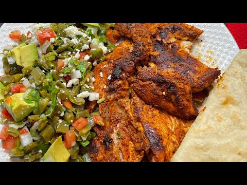 Cómo Hacer Pechuga Enchilada y Rica Ensalada De Nopal Bien Sabrosa