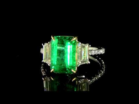 GIA Certified 4.43ct No Oil Emerald and Diamond Ring