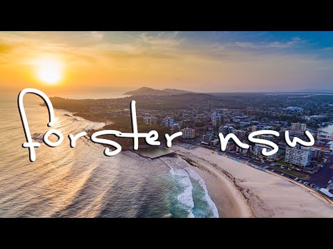 Sunrise drone of Forster and its beaches