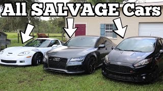 Here's What a $100k+ Salvage Title Car Collection Looks Like! With an Audi RS7 & a Supercar