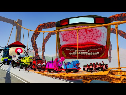 ALL MONSTERS.EXE Big & Small Cars vs Broken Bridge with BUS EATER | BeamNG.Drive