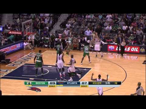 Rajon Rondo flop vs Atlanta Hawks (Rondo received flop warning)