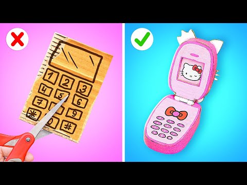 MY MOM MADE ME DIY KITTY PHONE😻 || Awesome Parenting Hacks made from Cardboard by 123GO! CHALLENGE