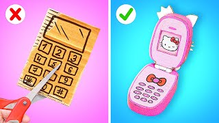 MY MOM MADE ME DIY KITTY PHONE😻 || Awesome Parenting Hacks made from Cardboard by 123GO! CHALLENGE