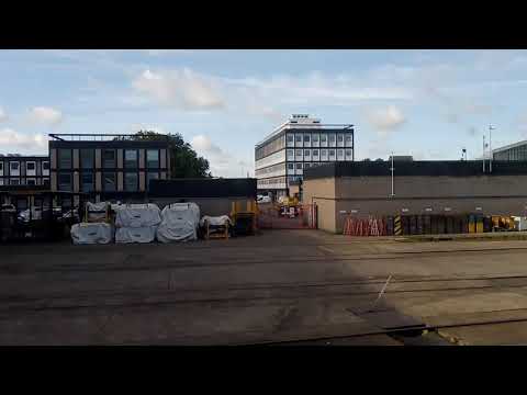 Train enters Derby Station with locos in the yard. 2.9.2019