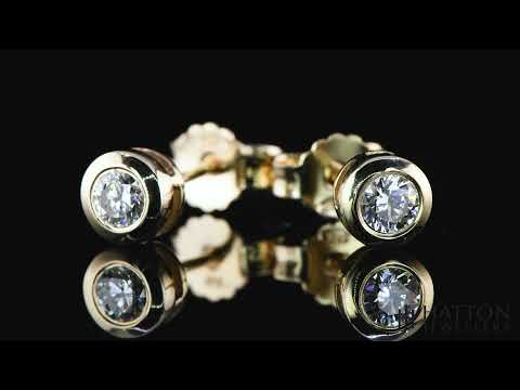 9ct Yellow Gold 0.30ct Diamond Rubover Set Stud Earrings