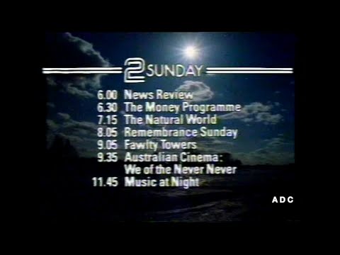 BBC2 trailer, link, menu & closedown announcer David Miles 9th November 1985