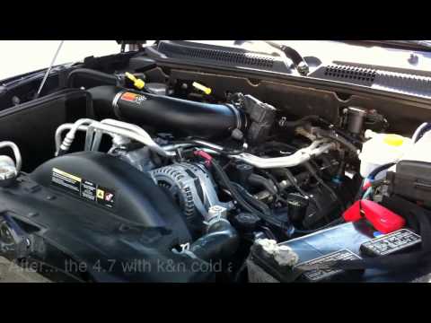 08 Dakota 4.7 new K&N Cold Air Intake before and after