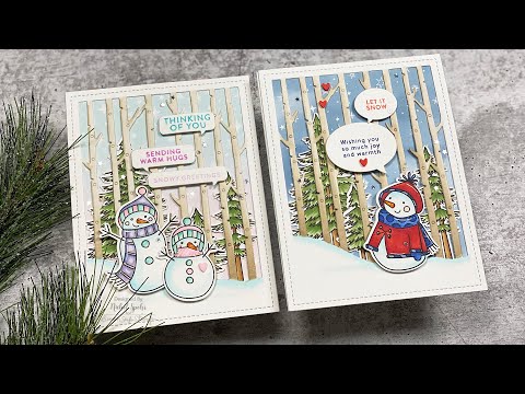 Snowmen Scene Warmest Wishes January 2022 Card Kit Ideas