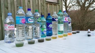 On teste le pH de 10 marques d'eaux en bouteille