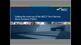 Webinar: Getting the most out of the NEC3 Term Service Short Contract (TSSC)
