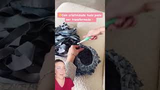 Transforme jeans velho em arte com crochê 🧶✨ Criatividade que evita o lixo! ♻️#crochet #croche
