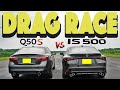 2023 Lexus IS500 vs Infiniti Q50 RedSport Opal Edition, Japan Sedan Battle. Drag and Roll Race.