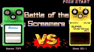 Video thumbnail for Ibanez TS9 Tube Screamer vs Boss SD-1 Super Overdrive - Battle of the Screamers by Middle Aged Gear Junkie