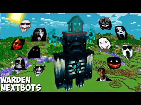 SURVIVAL SECRET GIANT WARDEN BASE in Minecraft - JEFF THE KILLER and GRUDGE and 100 NEXTBOTS