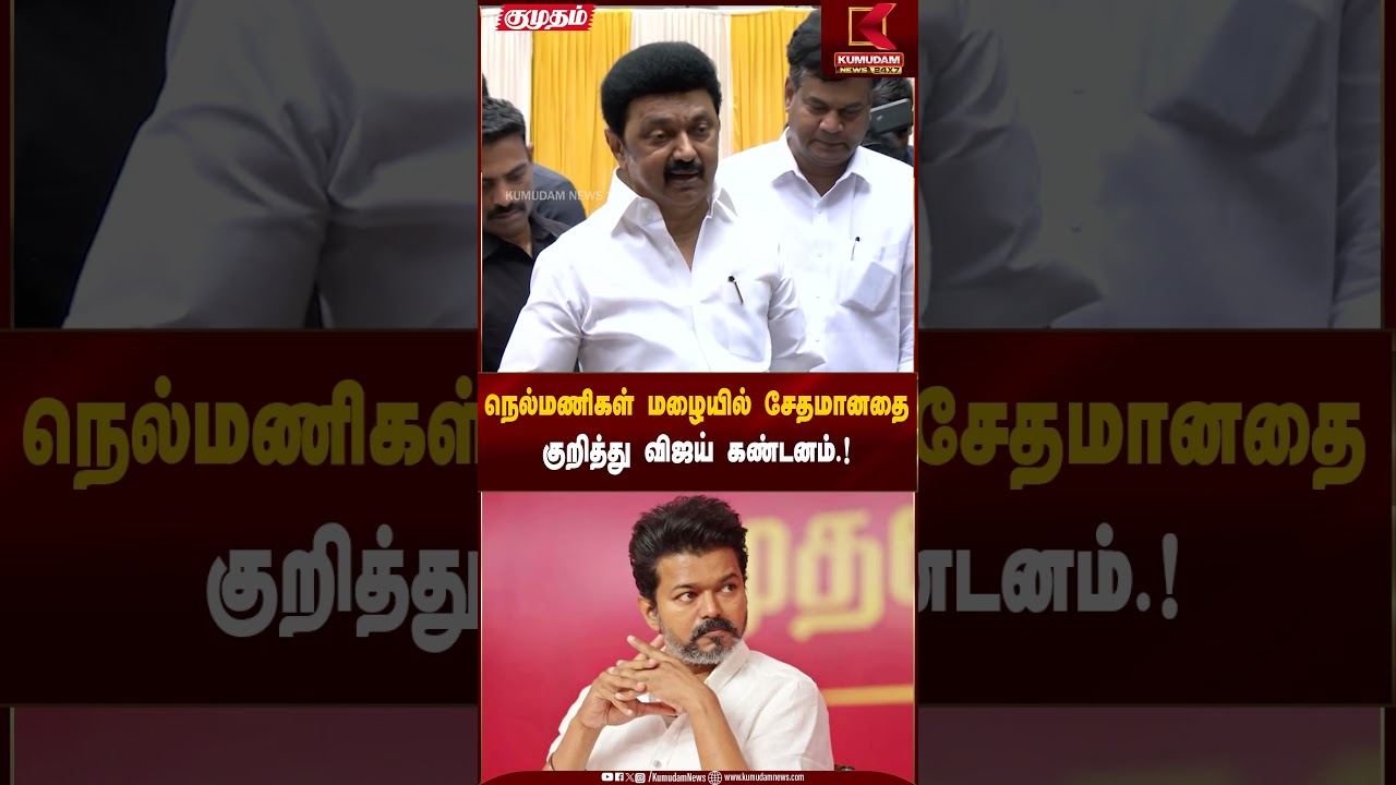 நெல்மணிகள் மழையில் சேதமானதை குறித்து விஜய் கண்டனம்.! | Kumudam News