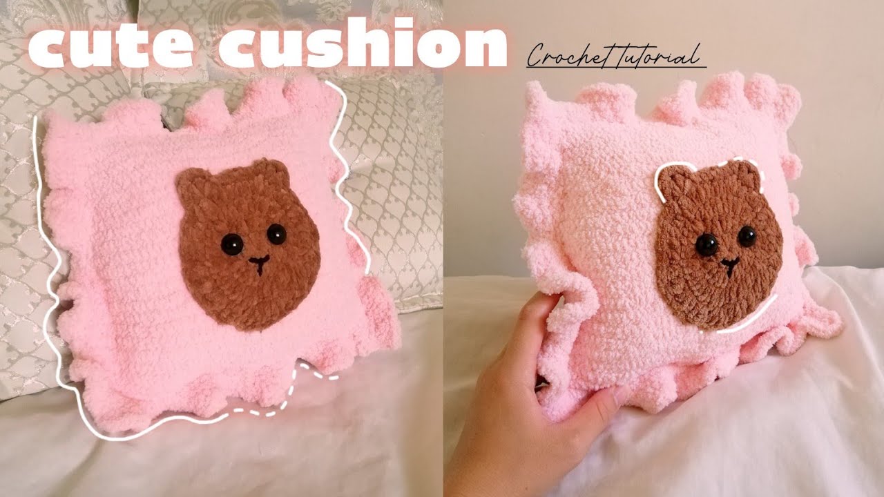 Crochet a cute cushion 🧸🎀 | Step-by-step tutorial | Easy and cute ✨