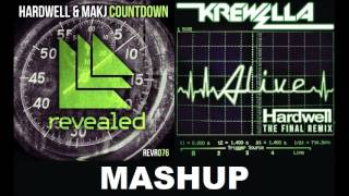 Countdown - Hardwell and MAKJ &amp; Alive - Krewella (Hardwell Remix) -- MASHUP!!
