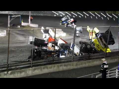 Civil War Series 360 Sprints Petaluma Speedway B main 6 car pile up 9/15/12