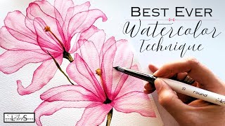 WOW! 🤯😱 FAVORITE Watercolor Technique! Step-by-Step Guide: How to Paint Transparent Flower Layering