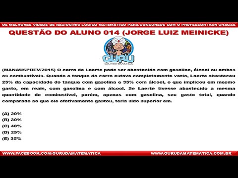 014 - Questão do Aluno - Porcentagem - Matemática (www.gurudamatematica.com.br)