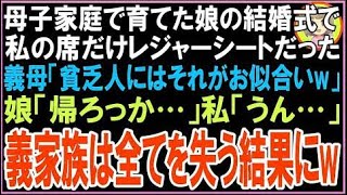 【スカッと】母子家庭で育てた娘の結婚式で私の席だけレジャーシート…義母「貧乏人は床で正座ねw」?