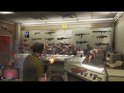 GTA 5 - The Lost MC Massacre at Ammu-Nation + Ten Star Escape