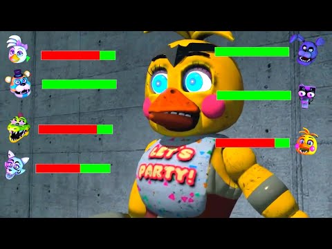 [SFM FNaF] Shattered Security Breach vs Super Heroes WITH Healthbars