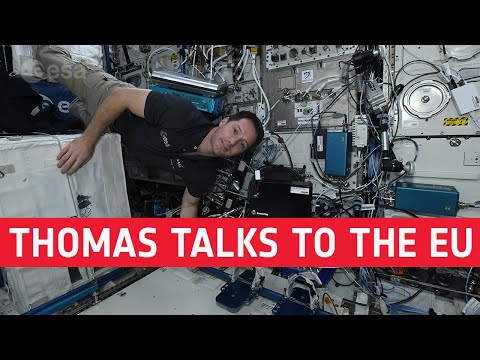 Inflight call with Thomas Pesquet and EU Commissioners