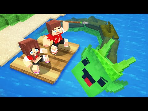 JJ and JJ's Sister SURVIVING on ISLAND - Maizen Minecraft Animation