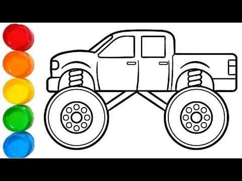 How to Draw a Monster Truck for Kids | Cara Menggambar dan Mewarnai Mobil Monster