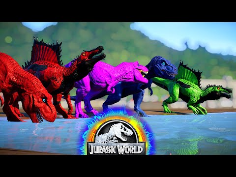 Spinosaurus Color Pack Attacking the City & T-Rex Color Pack Save the City JWE Dinosaurs Fighting