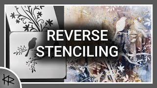 Reverse Stenciling WATERCOLOR birds & branches - 265
