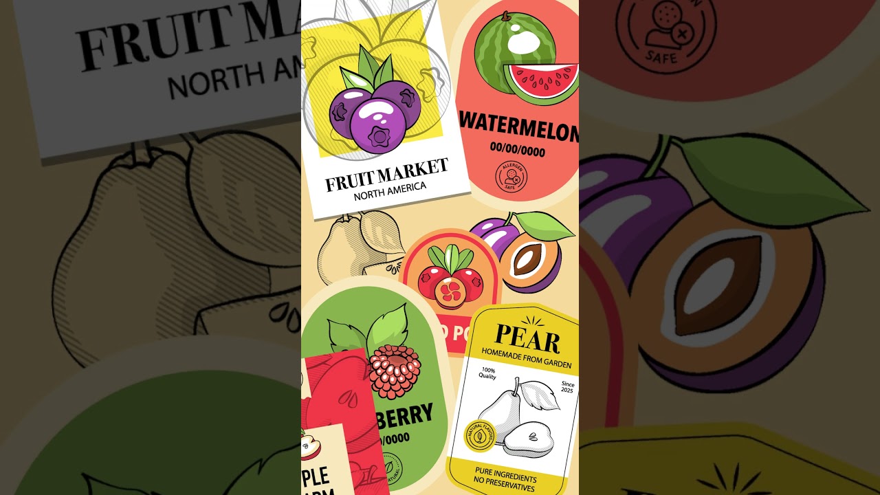 Fruit Design Kit – Vibrant Vintage Templates for Packaging from Lettering_logo on Creative Market