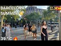 BARCELONA SUMMER WALK BUSY On A HOT DAY ️ BEACH SPAIN