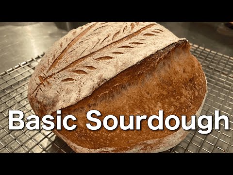 SUB) 基本のサワードウ・天然酵母こねないパン作り方/80%加水レシピ/ブレッドアート/ Easy Homemade Sourdough Bread/ A Basic No Knead Recipe